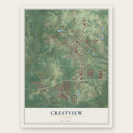 Crestview, Florida map print, the full design