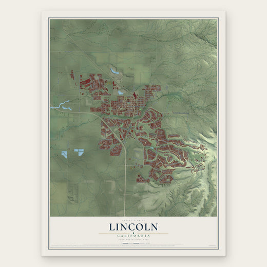 Lincoln, California map print, the full design