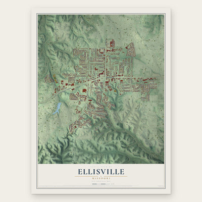 Ellisville, Missouri map print, the full design