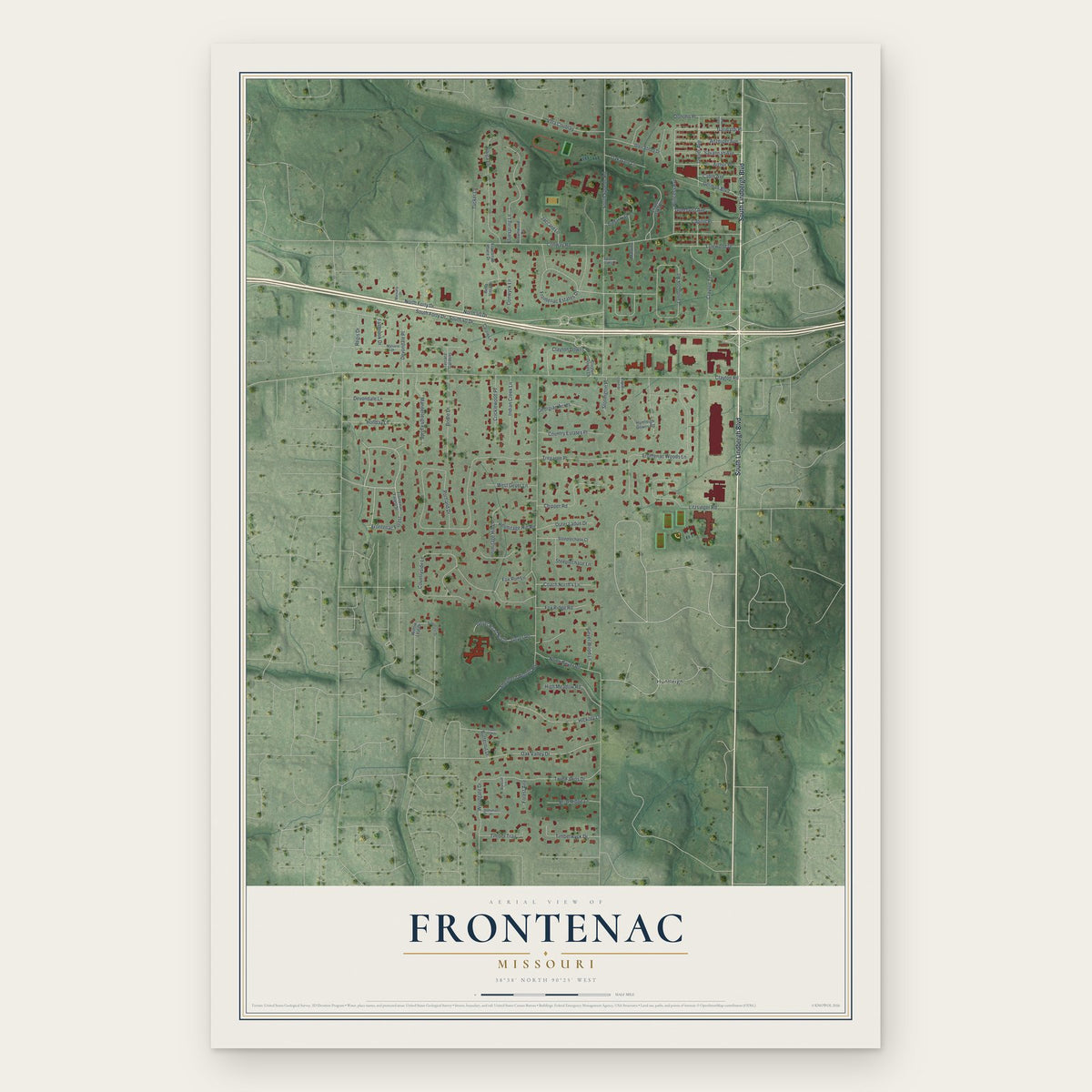 Frontenac, Missouri map print, the full design