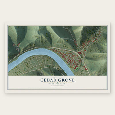 Cedar Grove, West Virginia map print, the full design