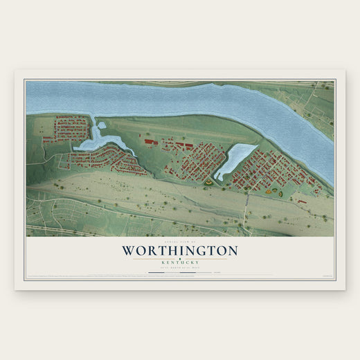 Worthington, Kentucky map print, the full design