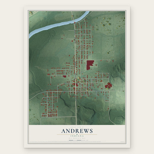 Andrews, Indiana map print, the full design