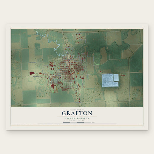 Grafton, North Dakota map print, the full design