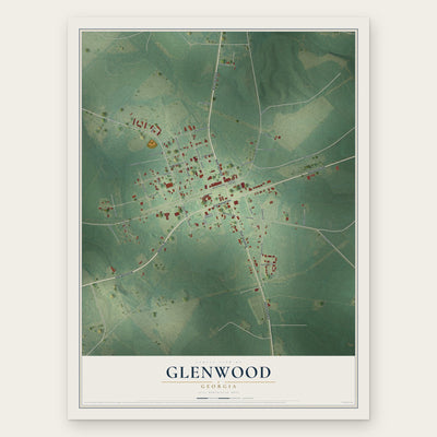 Glenwood, Georgia map print, the full design