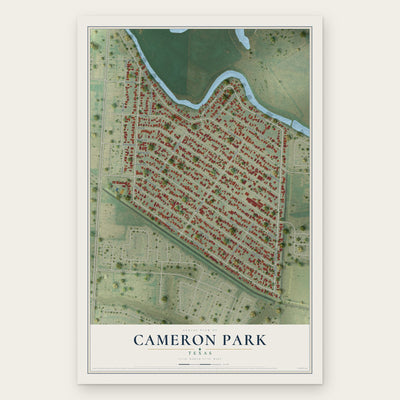 Cameron Park, Texas map print, the full design