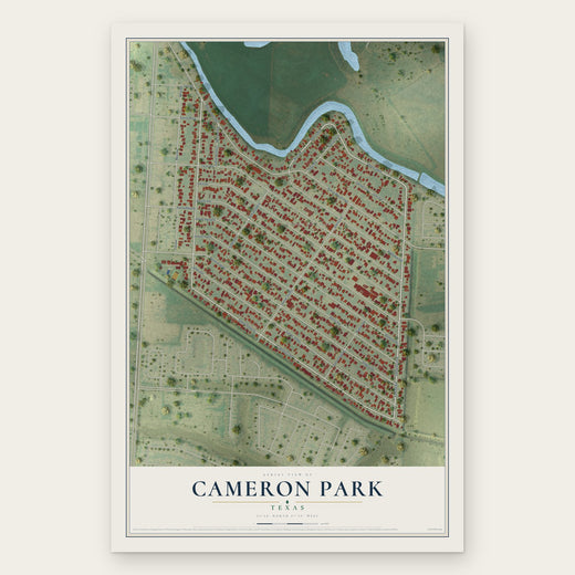 Cameron Park, Texas map print, the full design