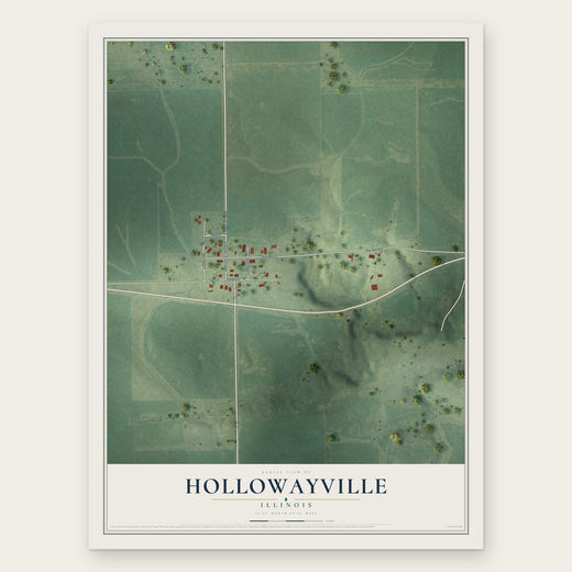 Hollowayville, Illinois map print, the full design