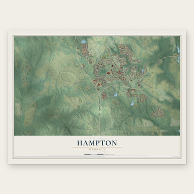 Hampton, Georgia map print, the full design