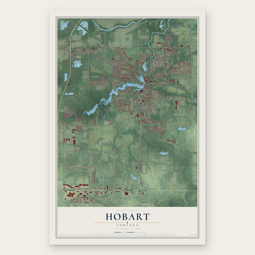 Hobart, Indiana map print, the full design