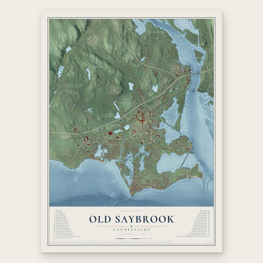 Old Saybrook, Connecticut map print, the full design