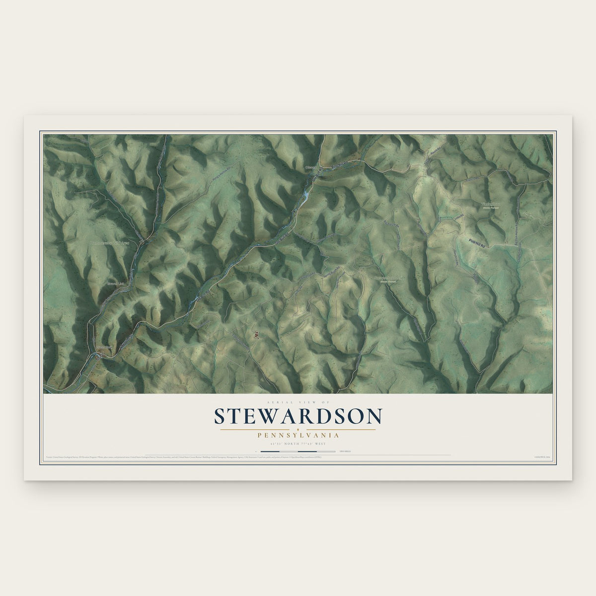 Stewardson, Pennsylvania map print, the full design