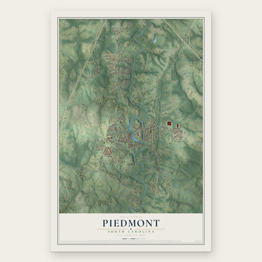 Piedmont, South Carolina map print, the full design