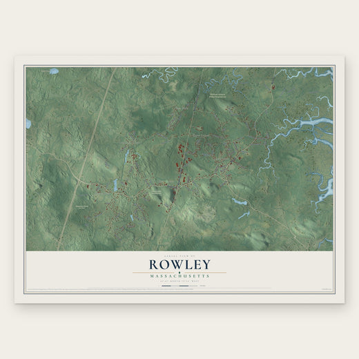 Rowley, Massachusetts map print, the full design