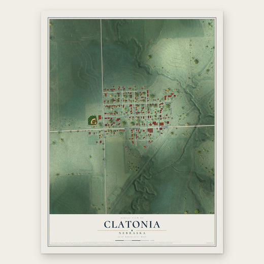 Clatonia, Nebraska map print, the full design