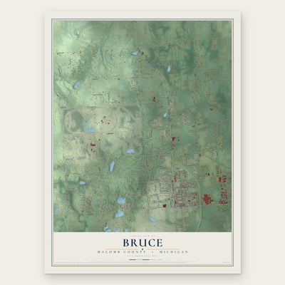 Bruce, Macomb County, Michigan map print, the full design