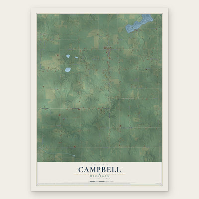 Campbell, Michigan map print, the full design
