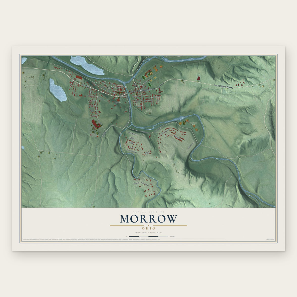 Morrow, Ohio map print, the full design