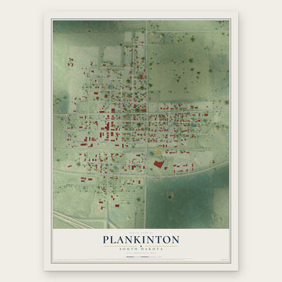 Plankinton, South Dakota map print, the full design