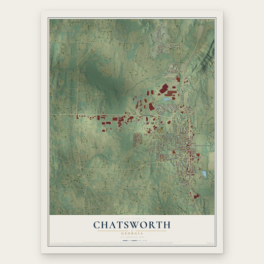 Chatsworth, Georgia map print, the full design