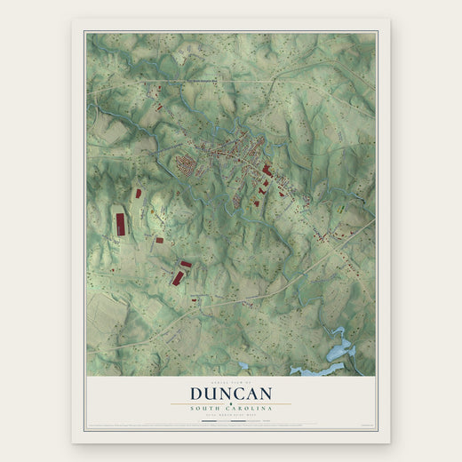 Duncan, South Carolina map print, the full design