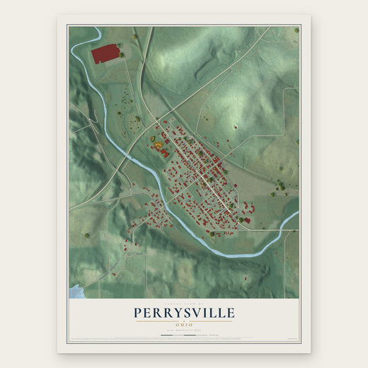 Perrysville, Ohio map print, the full design