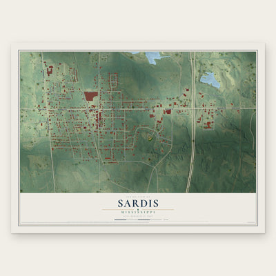 Sardis, Mississippi map print, the full design