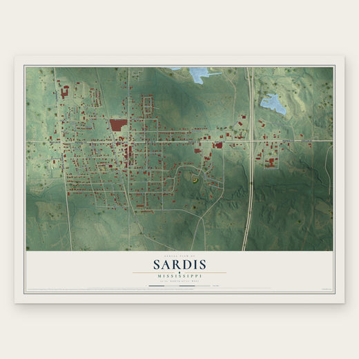 Sardis, Mississippi map print, the full design