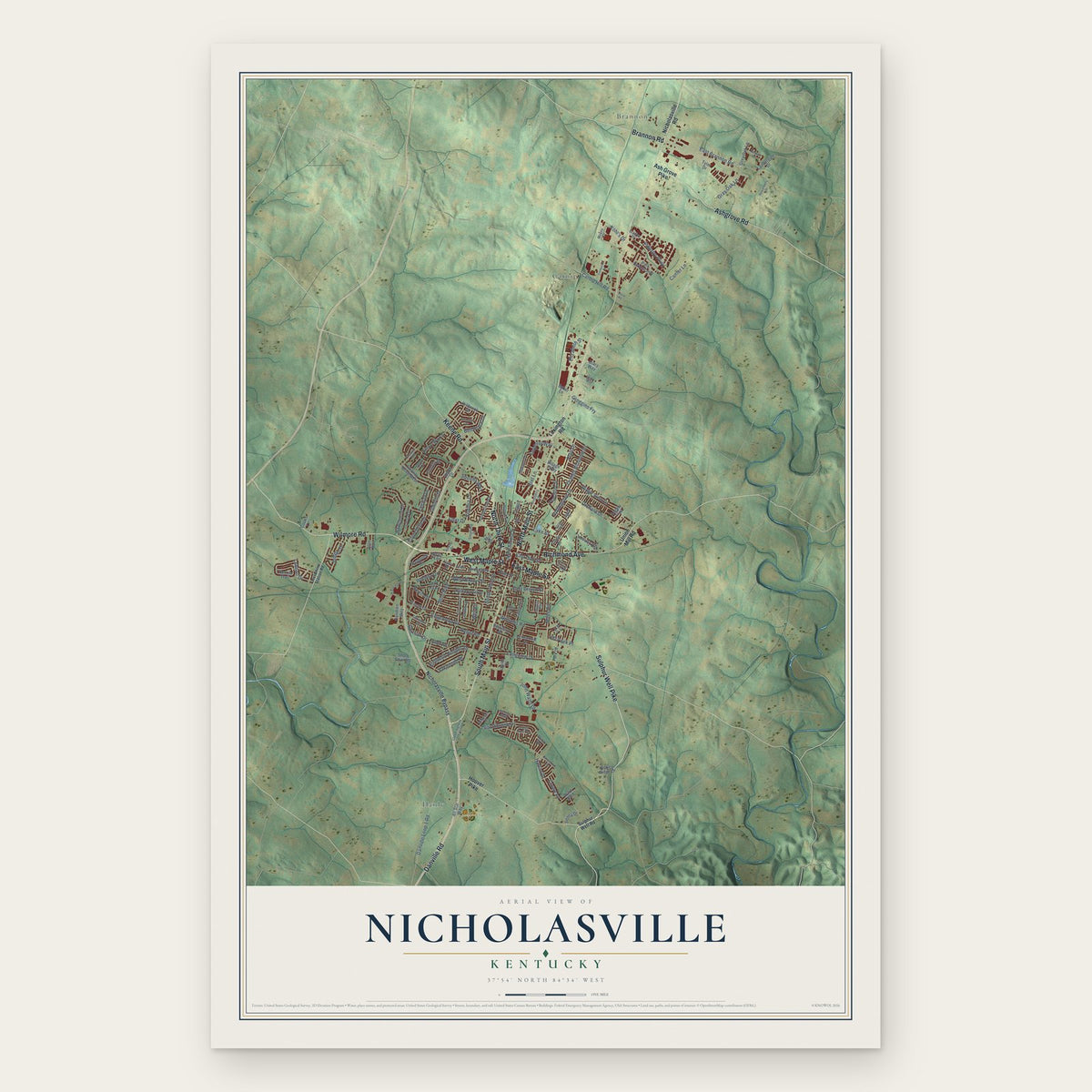 Nicholasville, Kentucky map print, the full design