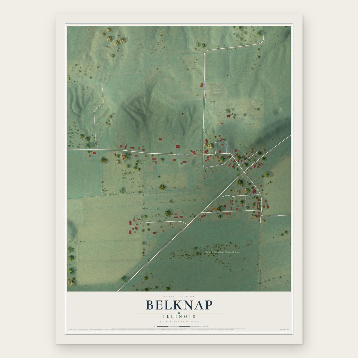 Belknap, Illinois map print, the full design