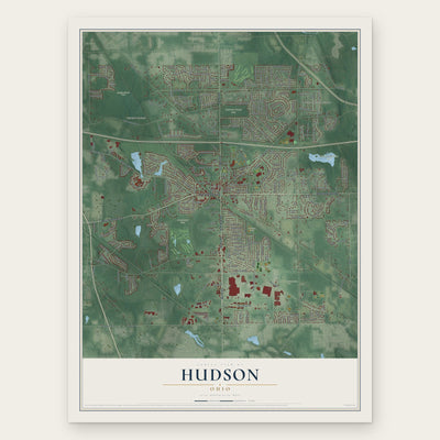 Hudson, Ohio map print, the full design