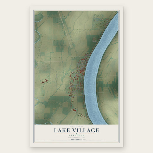 Lake Village, Arkansas map print, the full design