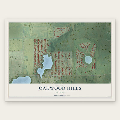Oakwood Hills, Illinois map print, the full design