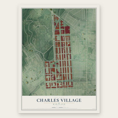 Charles Village, Maryland map print, the full design