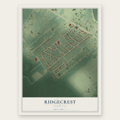Ridgecrest, Louisiana map print, the full design