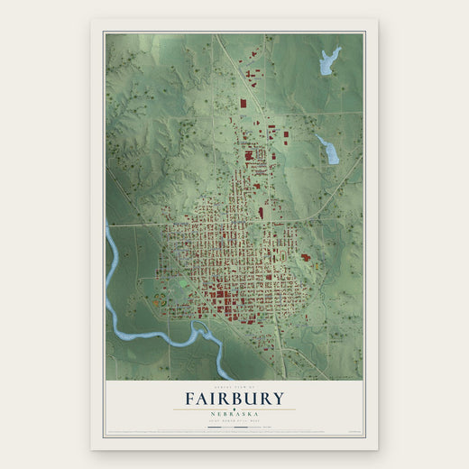Fairbury, Nebraska map print, the full design