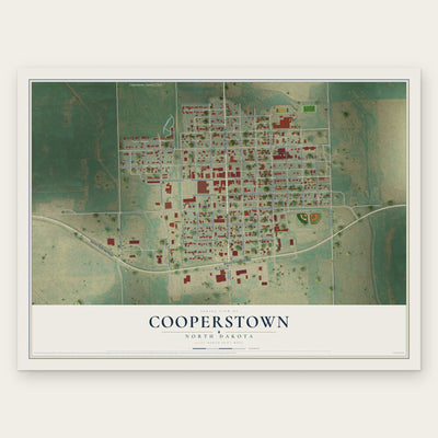 Cooperstown, North Dakota map print, the full design
