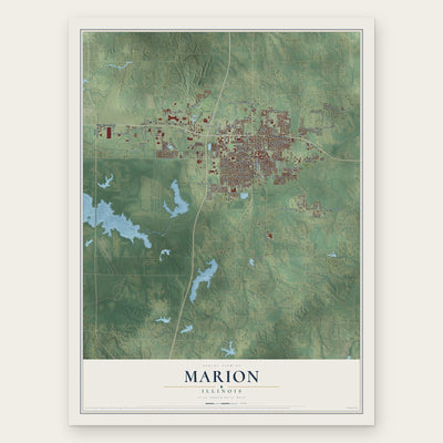 Marion, Illinois map print, the full design