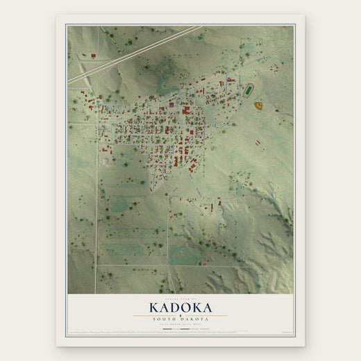 Kadoka, South Dakota map print, the full design