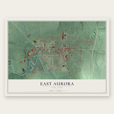 East Aurora, New York map print, the full design