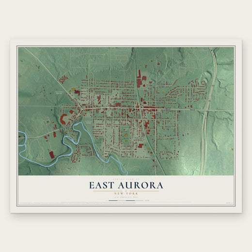 East Aurora, New York map print, the full design