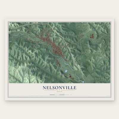 Nelsonville, Ohio map print, the full design