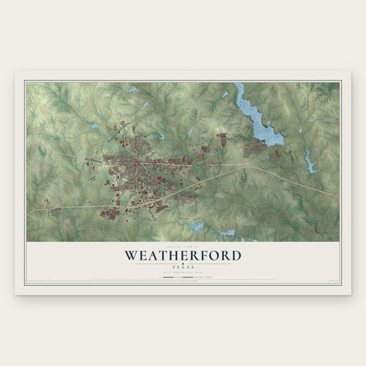 Weatherford, Texas map print, the full design