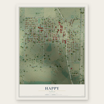 Happy, Texas map print, the full design