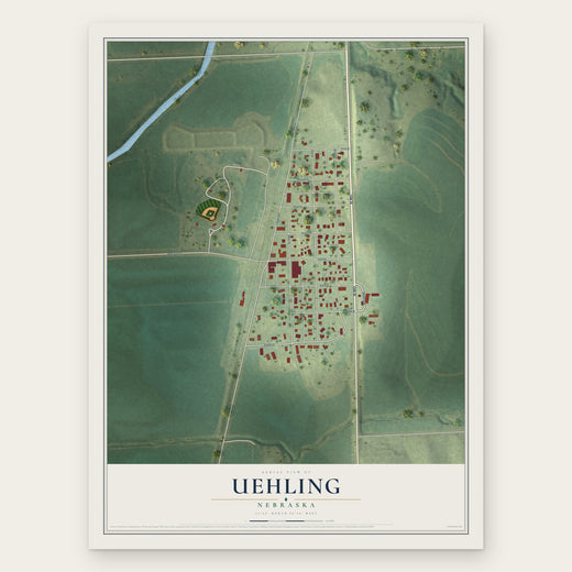 Uehling, Nebraska map print, the full design