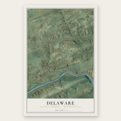 Delaware, Juniata County, Pennsylvania map print, the full design