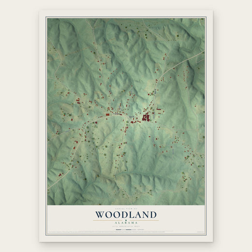 Woodland, Alabama map print, the full design