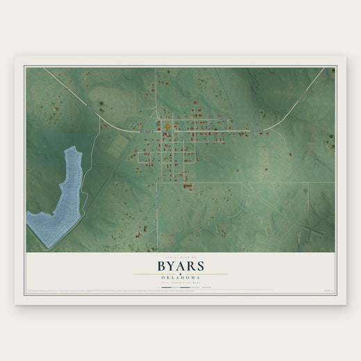 Byars, Oklahoma map print, the full design