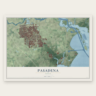 Pasadena, Texas map print, the full design