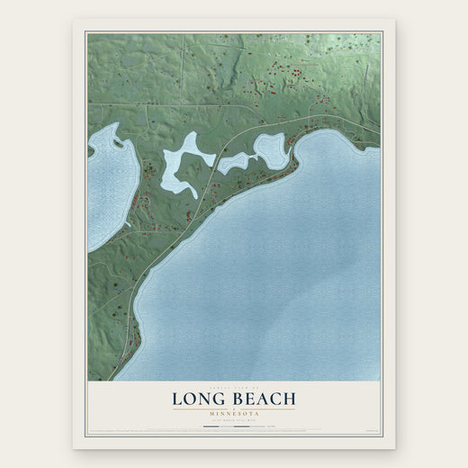 Long Beach, Minnesota map print, the full design